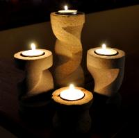 Carved Sandstone Candle Holders