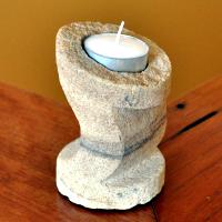 Carved sandstone candle holder