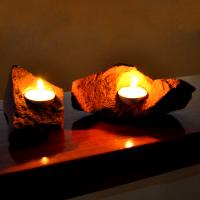 Carved Sandstone Table Centrepiece with Candle Holders