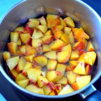 Add peaches to the boiling syrup